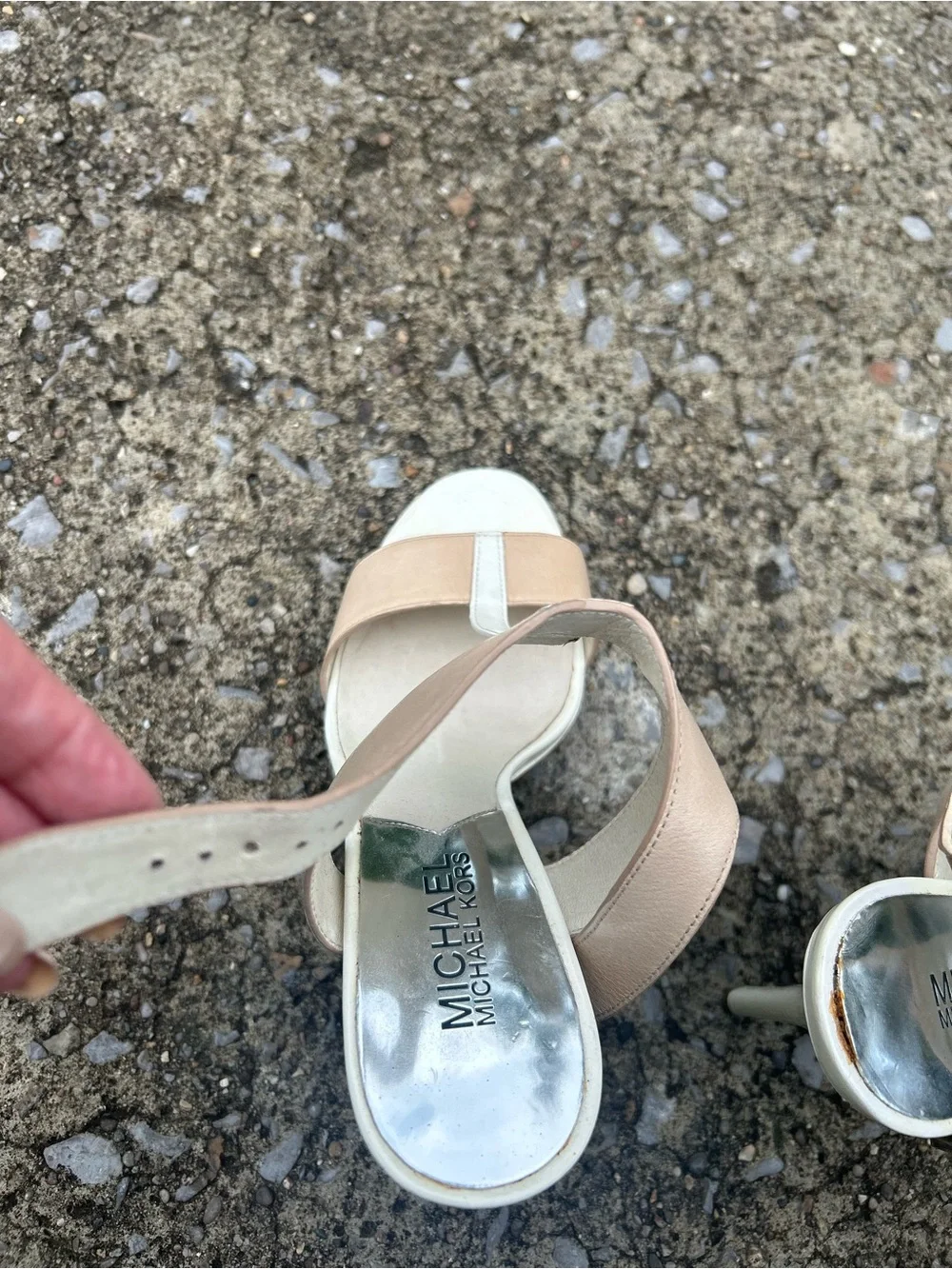 Michael Kors Nude Blush & White Strappy Heels